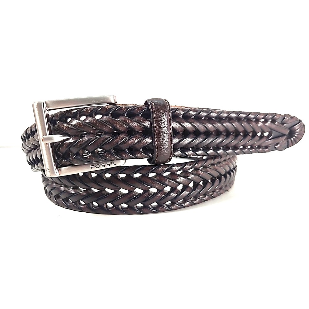 Fossil Mens‎ Braided Leather Belt Brown Sz 42
